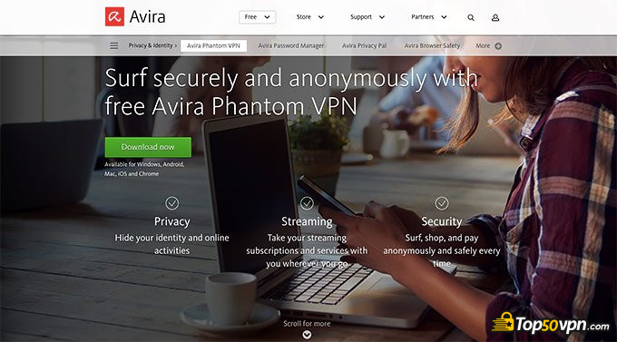 Avira Phantom VPN评测: 首页