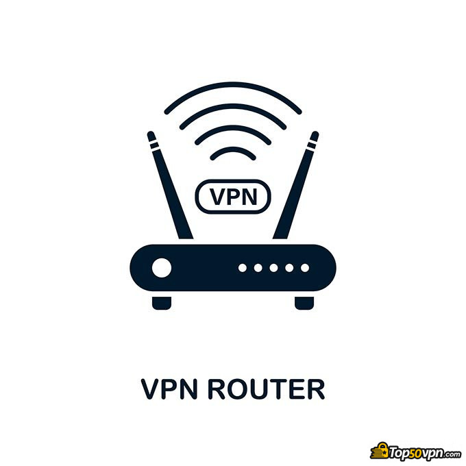 如何在路由器上设置VPN：VPN和路由器徽标。