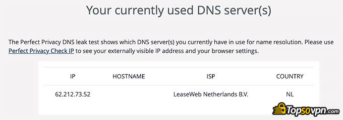 ibVPN怎么样评测: DNS泄露测试。
