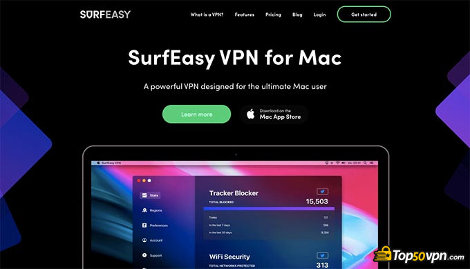 SurfEasy VPN回顾：前页。