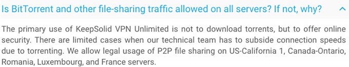 VPN Unlimted: BitTorrent 支持.